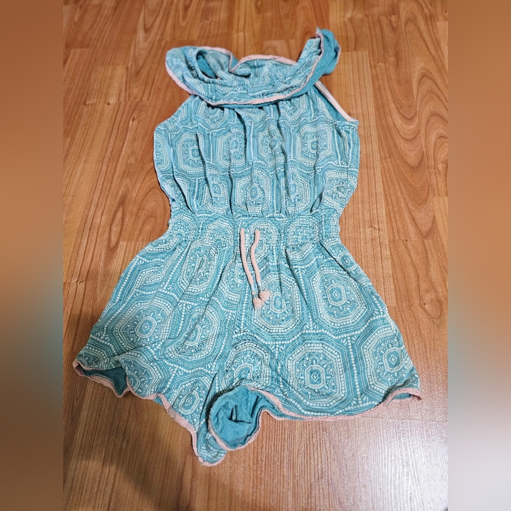 Kids Teal Patterned Romper